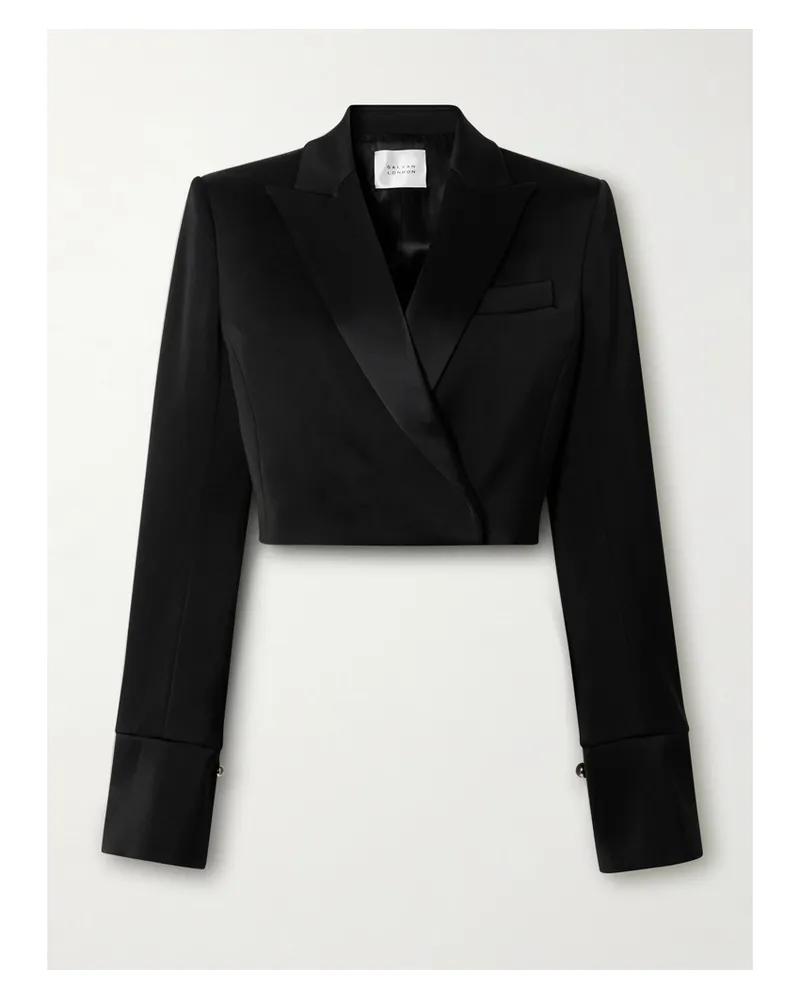 GALVAN Strata Verkürzter, Doppelreihiger Blazer Aus Duchesse-satin - Schwarz Schwarz