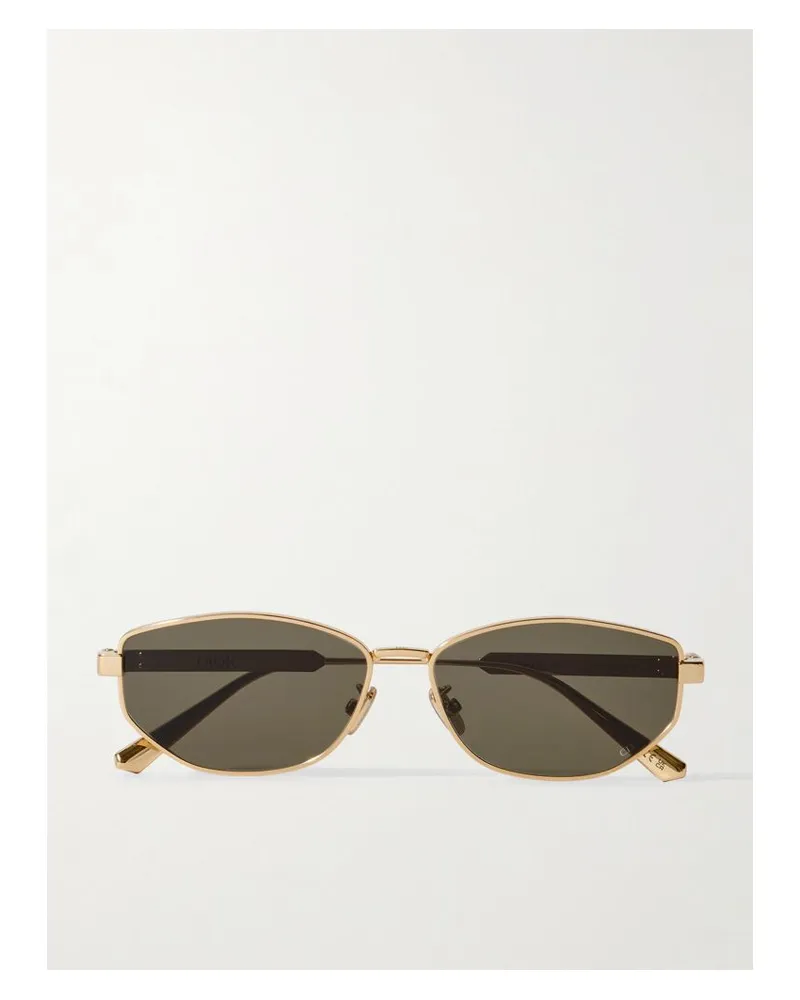 Dior Diorcannage B1u Goldfarbene Sonnenbrille Mit Ovalem Rahmen Gold