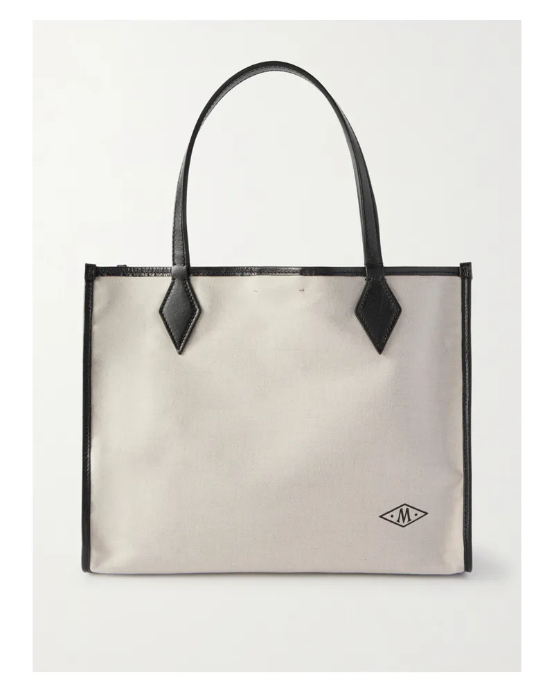 Métier Chameleon 34 Leather-trimmed Canvas Tote Bag - Cream Cream