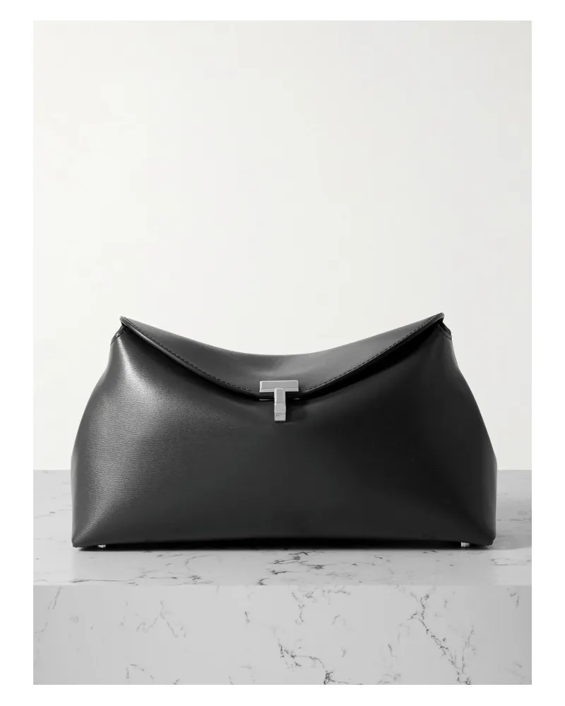 Totême T-lock Leather Clutch - Gray Gray