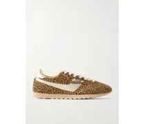 Windspin Leopard-print Knit And Suede Sneakers - Animal Print
