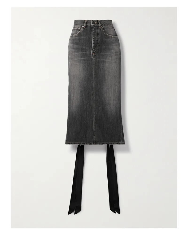 Balenciaga Lace-up Denim Midi Skirt - Gray Gray