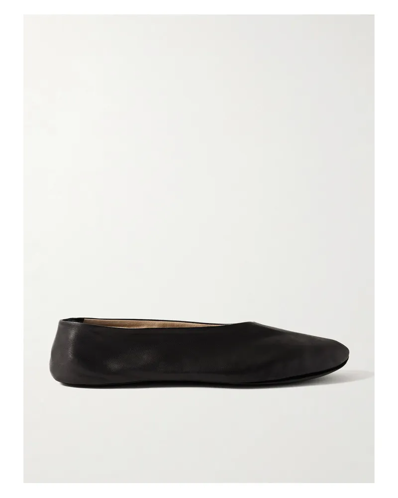 The Row Stella Leather Ballet Flats - Black Black