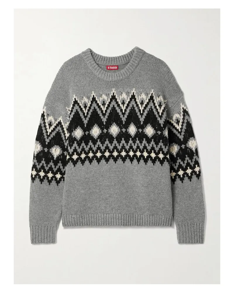 STAUD Moritz Pullover Aus Einer Wollmischung Mit Fair-isle-muster - Grau Grau