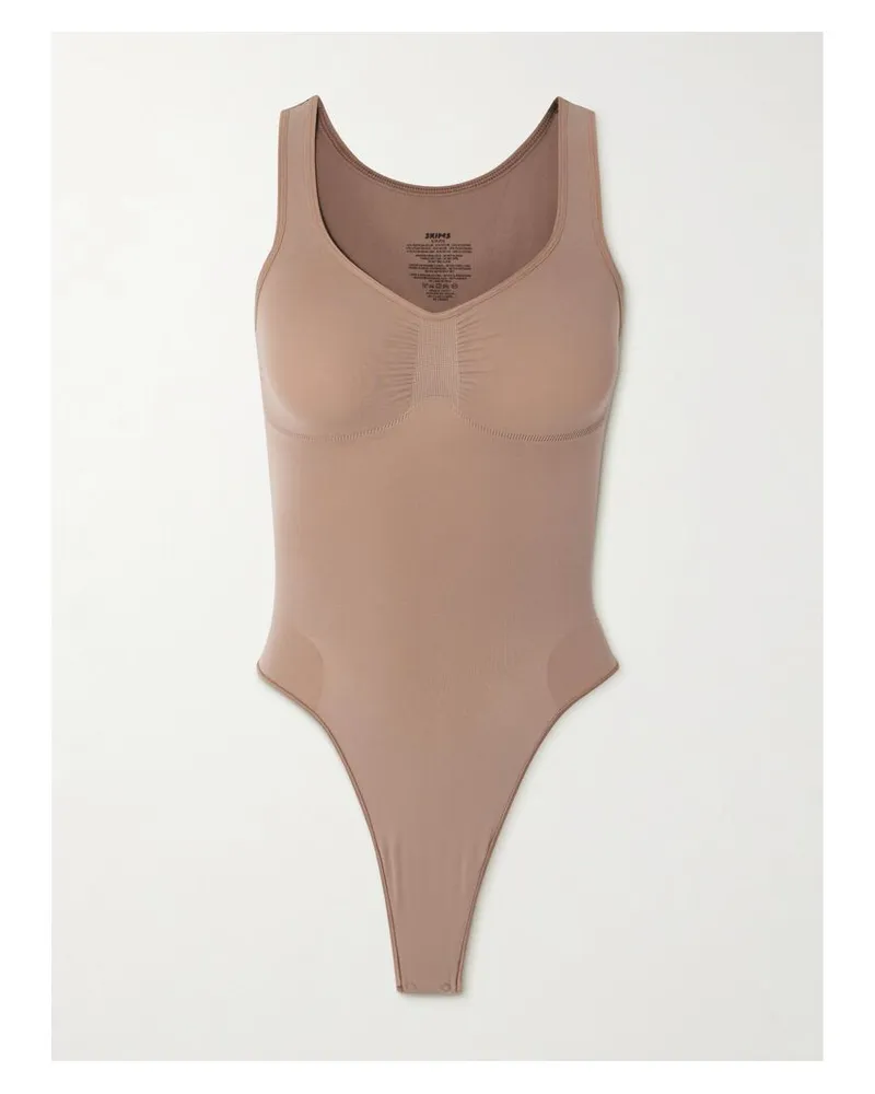 SKIMS Seamless Sculpt Scoop Neck Thong Bodysuit – Sienna – Body - Braun Braun