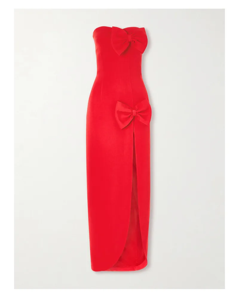 Alessandra Rich Strapless Bow-embellished Cady Gown - Red Red
