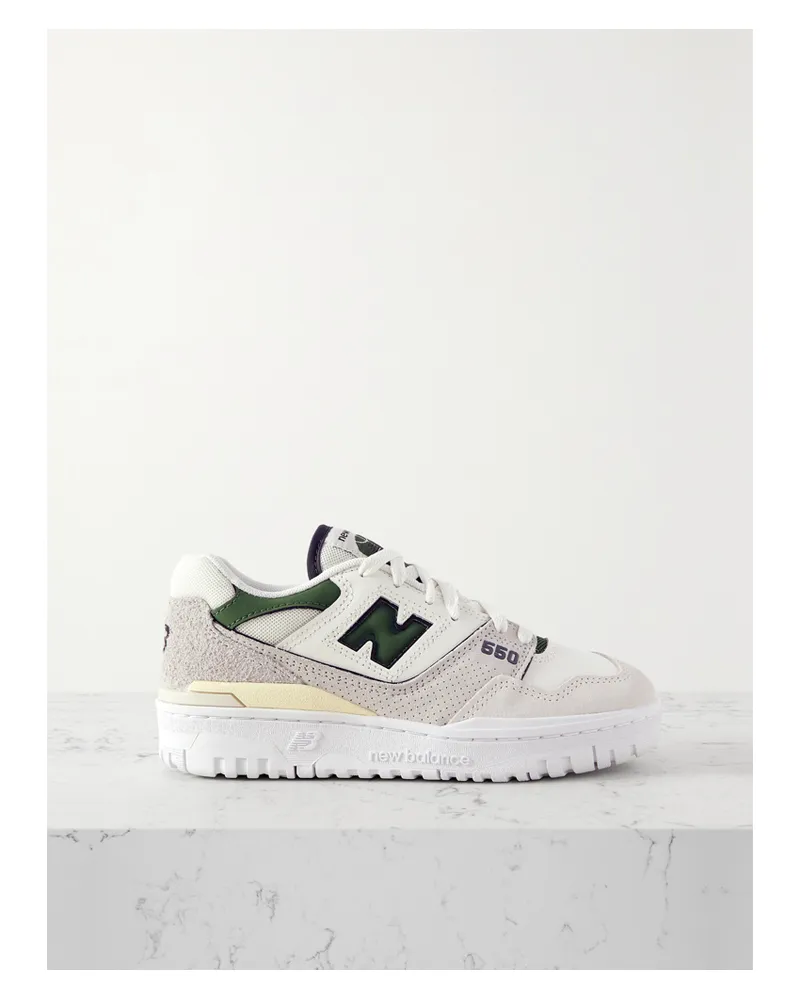 New Balance 550 Sneakers Aus Leder Und Mesh Mit Velourslederbesätzen - Weiß Weiß