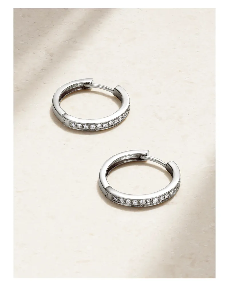 Kolours Large 18-karat White Gold Diamond Hoop Earrings - Silver Silver