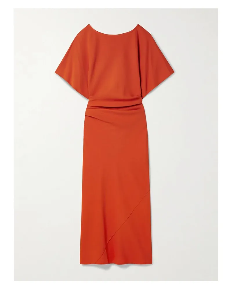 STAUD Amelie Midikleid Aus Crêpe Mit Falten - Rot Rot