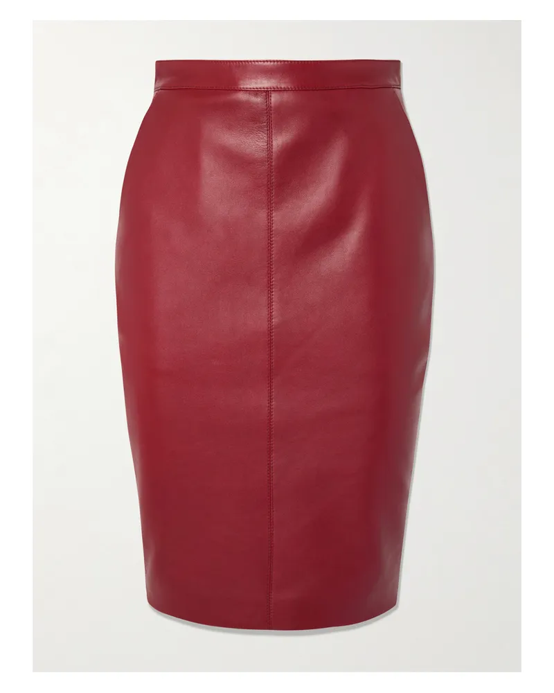 Saint Laurent Leather Skirt - Red Red