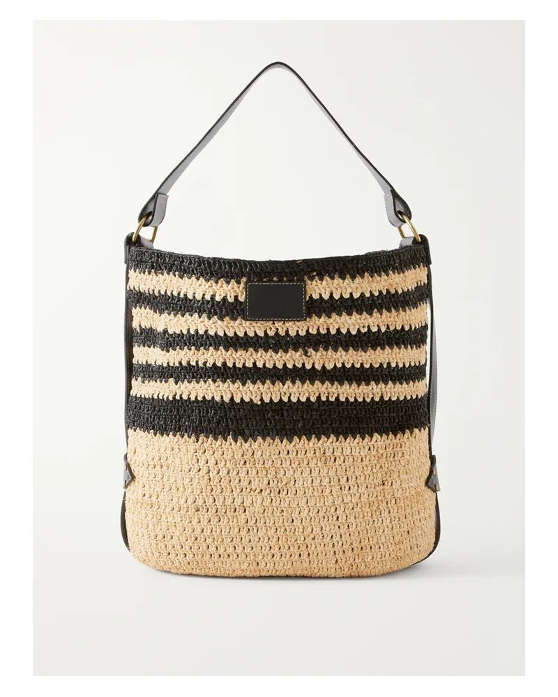 Isabel Marant Bayia Leather-trimmed Raffia Tote - Black Black
