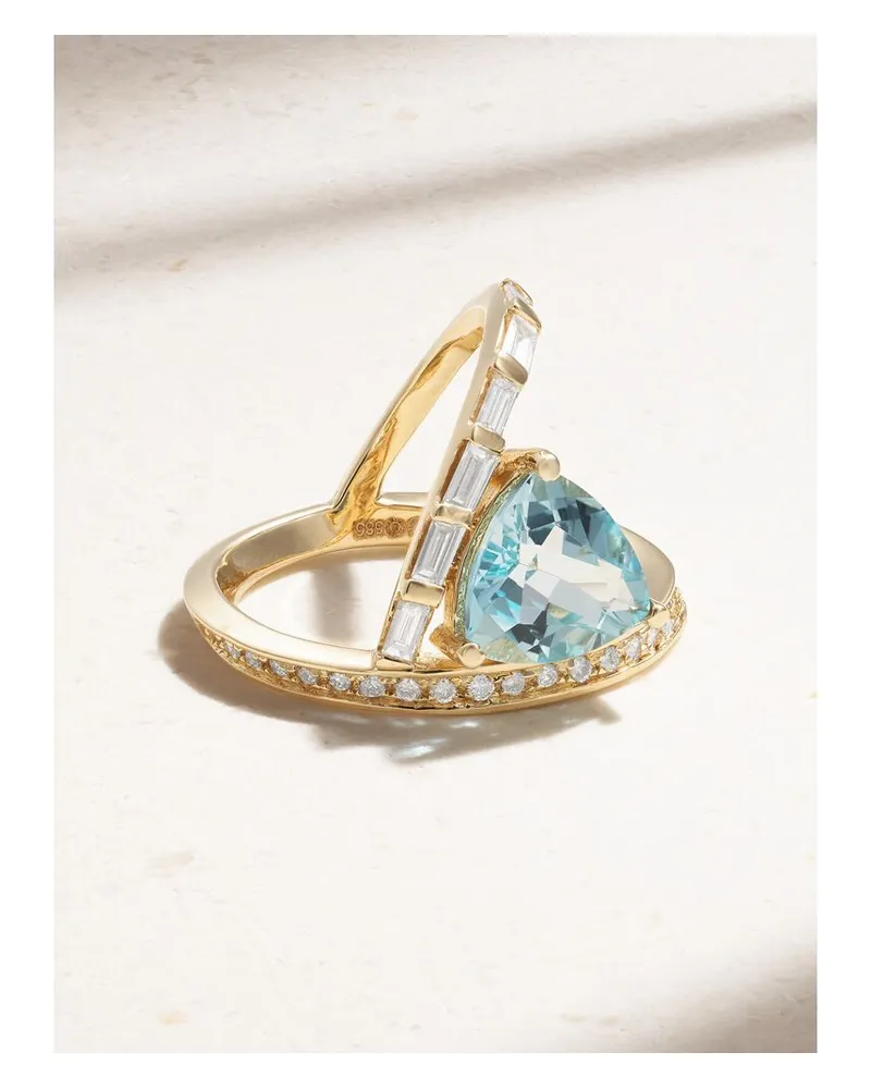 MATEO Ring Aus 14 Karat Gold Mit Topas Und Diamanten Gold