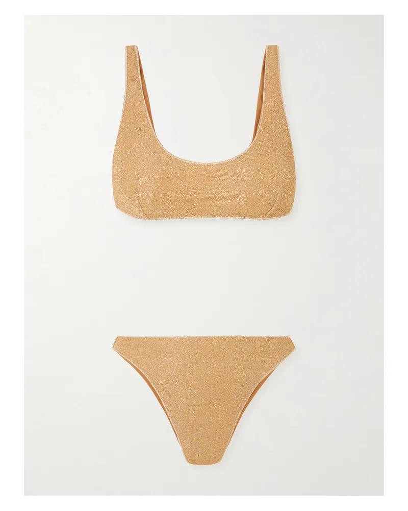 Oséree Lumière Bikini In Metallic-optik Gold