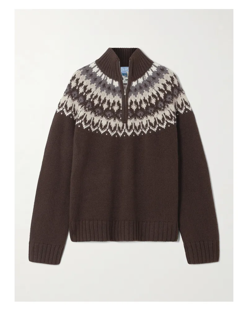 arch4 Pullover Aus Kaschmir Mit Fair-isle-muster Und Reißverschluss - Braun Braun