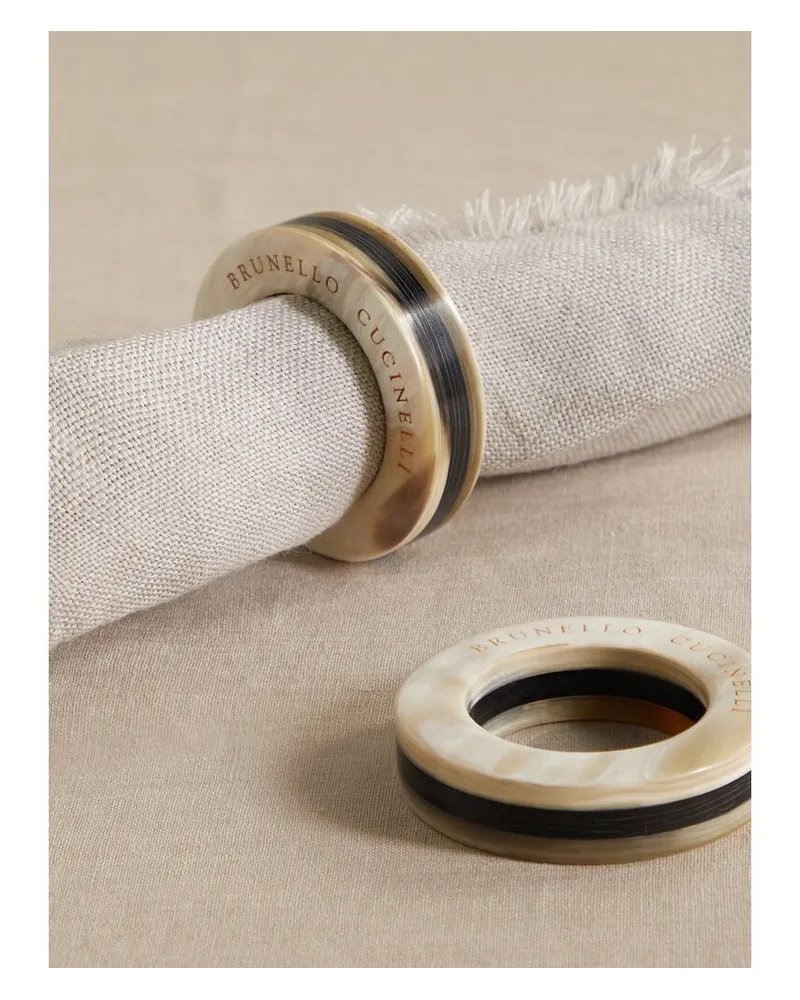 Brunello Cucinelli Set Aus Zwei Serviettenringen Aus Horn - Grau Grau