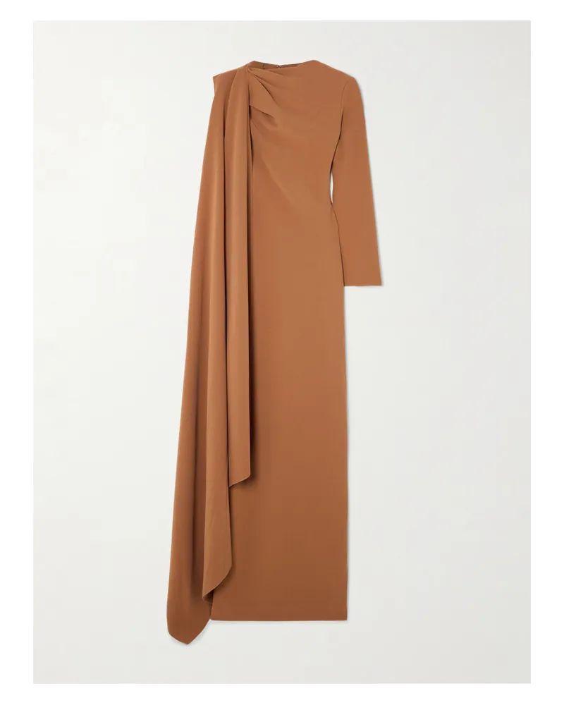 Solace London Lydia Asymmetrische Robe aus Crêpe Braun