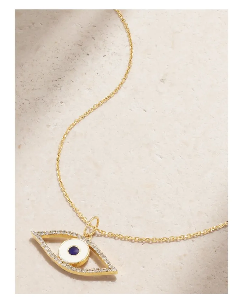 MATEO Eye Of Protection Kette Aus 14 Karat Gold Mit Emaille Und Diamanten Gold
