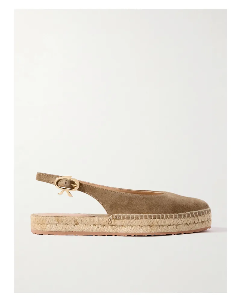 Gianvito Rossi Paz Suede Slingback Espadrilles - Brown Brown