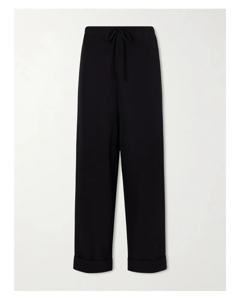 The Row Delano Hose Mit Weitem Bein Aus Woll-twill - Schwarz Schwarz