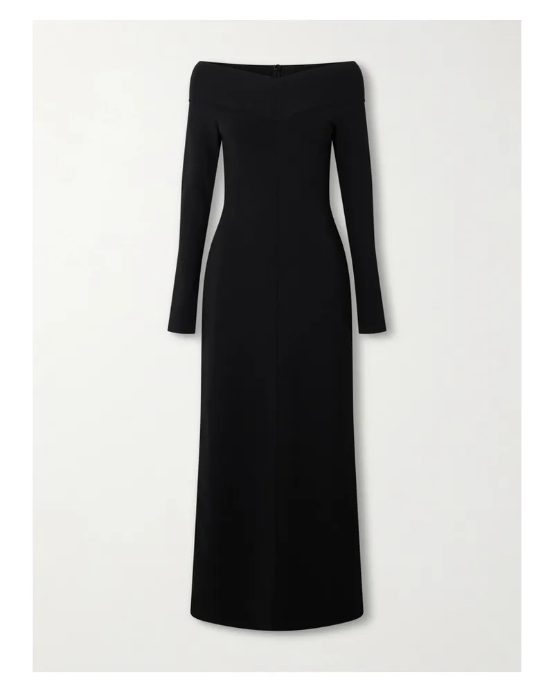 Stella McCartney Off-the-shoulder Knitted Midi Dress - Black Black