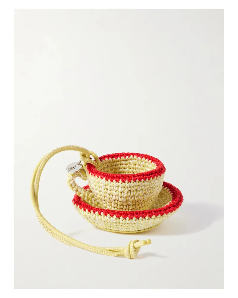 J.W.Anderson Teacup Gehäkelter Taschenanhänger Mit Lederbesatz - Gelb Gelb