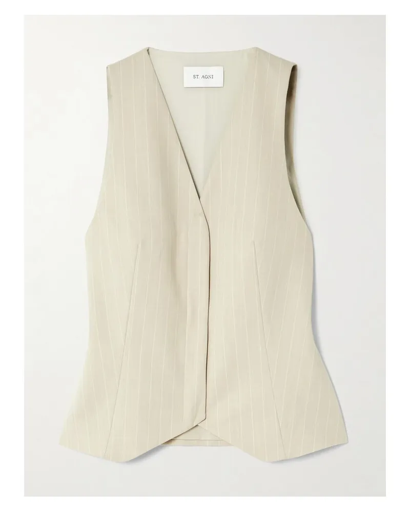 St. Agni Weste Aus Twill Aus Einer Wollmischung Mit Nadelstreifen - Neutral Neutral
