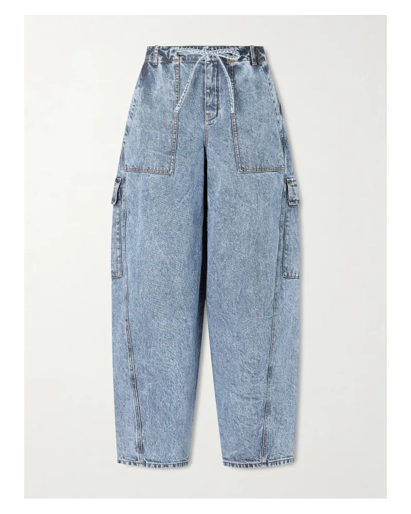 Alaïa Acid-wash Mid-rise Barrel-leg Jeans - Blue Blue