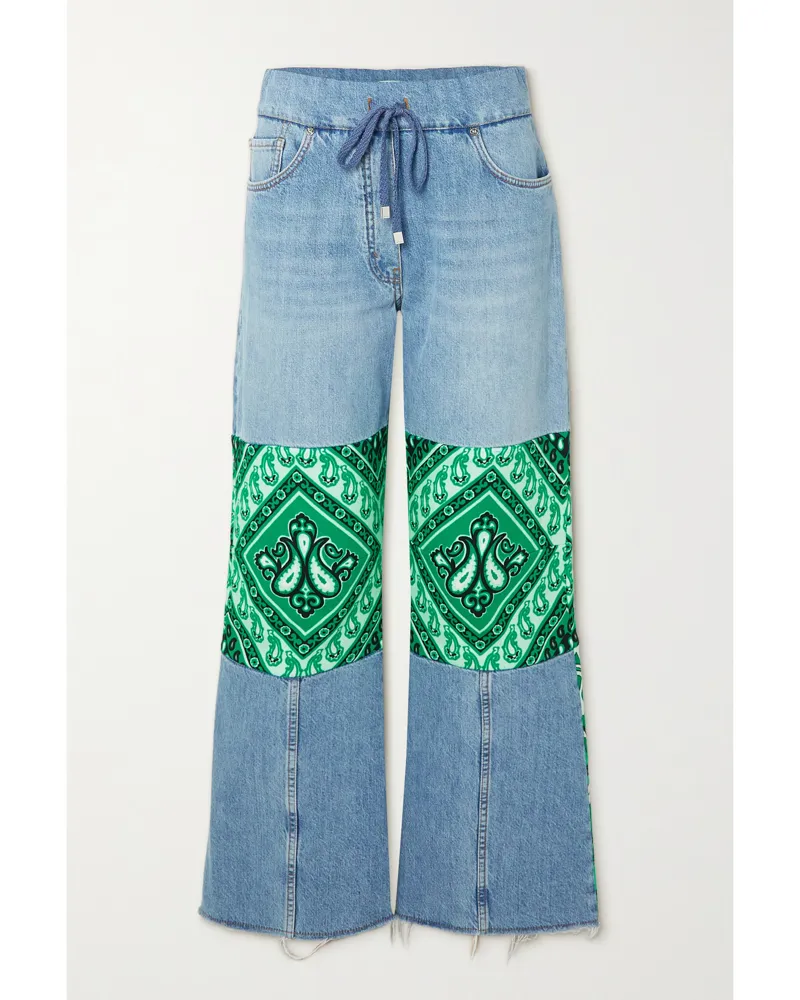 Etro Schlagjeans In Patchwork-optik - Grün Grün