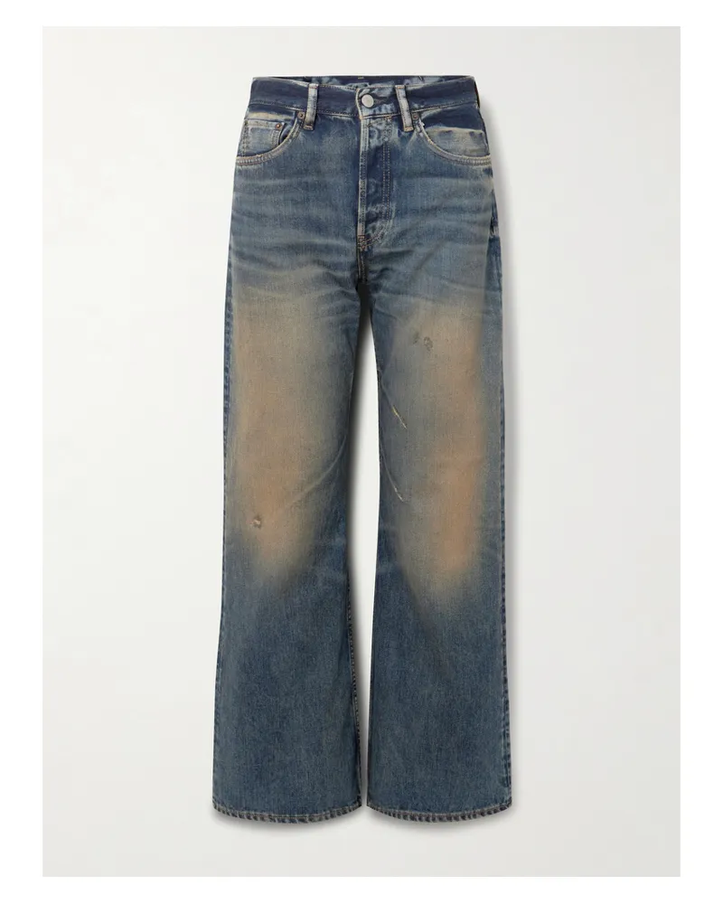 Acne Studios 2021 Halbhohe Schlagjeans Aus Bio-denim In Distressed-optik - Blau Blau