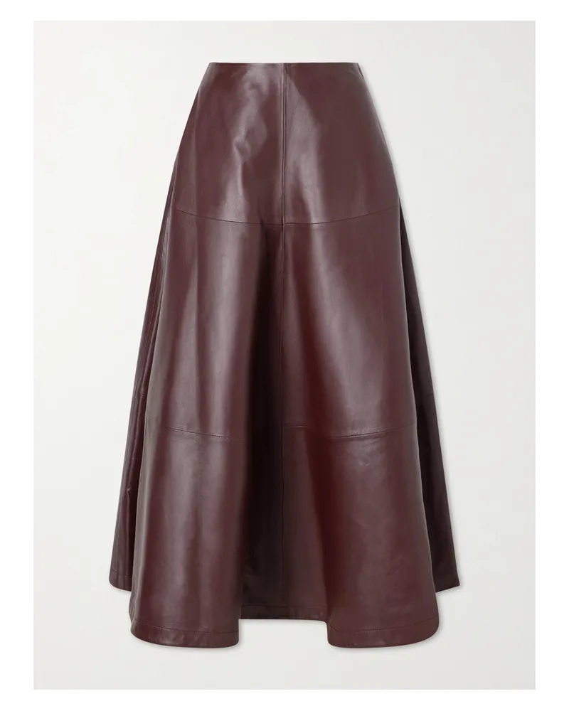 Altuzarra Varda Paneled Leather Midi Skirt - Burgundy Burgundy