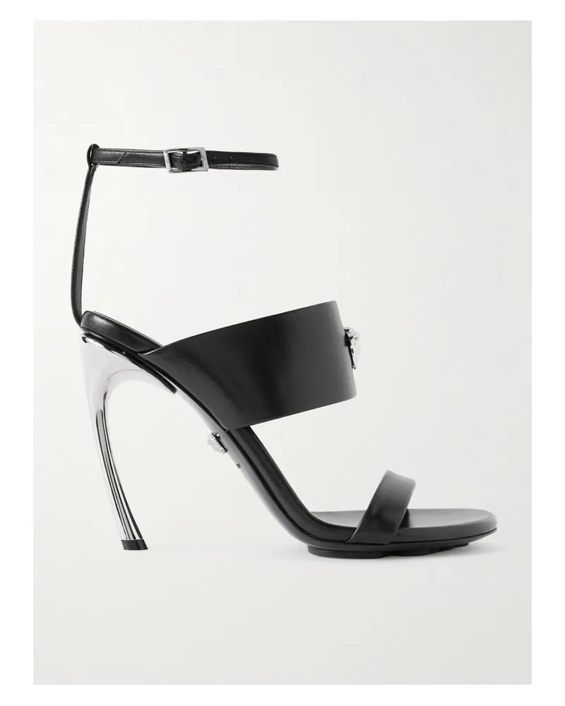 Versace Sandalen Aus Leder Mit Verzierungen - Schwarz Schwarz