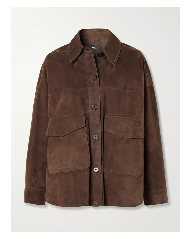 Arma Kaylee Oversized Paneled Suede Jacket - Brown Brown