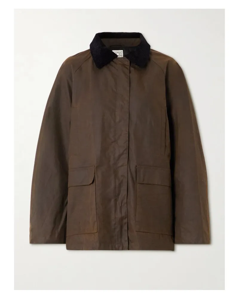 Totême Oversized-jacke Aus Gewachster Biobaumwolle Mit Cordbesätzen - Braun Braun