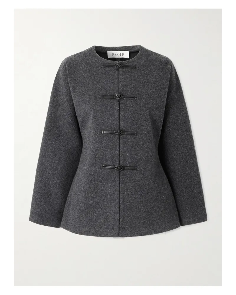 Róhe Cardigan Aus Wolle Mit Lederbesätzen - Grau Grau