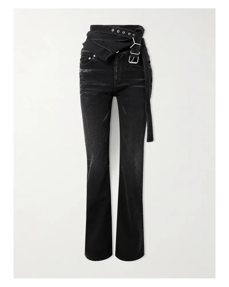 Y/PROJECT Tief Sitzende Schlagjeans Mit Gebleichten Details Und Gürtel - Schwarz Schwarz