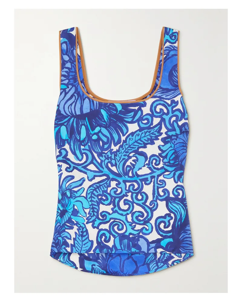 La DoubleJ Twirl Tanktop Aus Seiden-twill Mit Blumenprint - Blau Blau