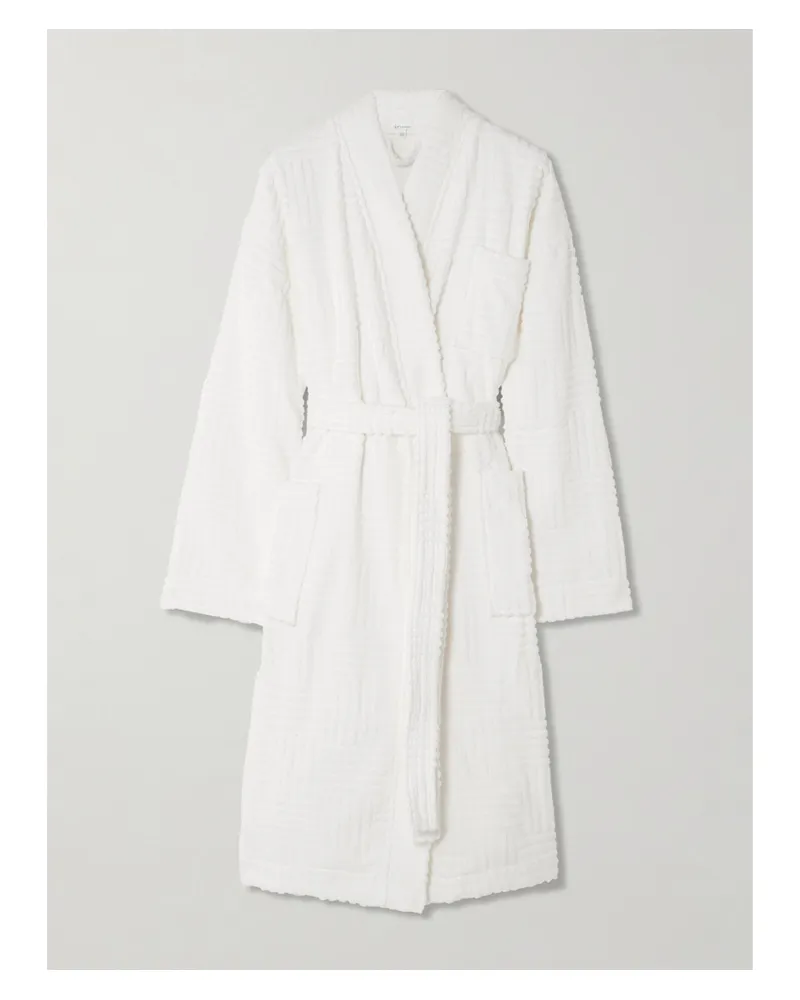 Skin Serenity Morgenmantel Aus Biobaumwolle Mit Jacquard-muster - Weiß Weiß