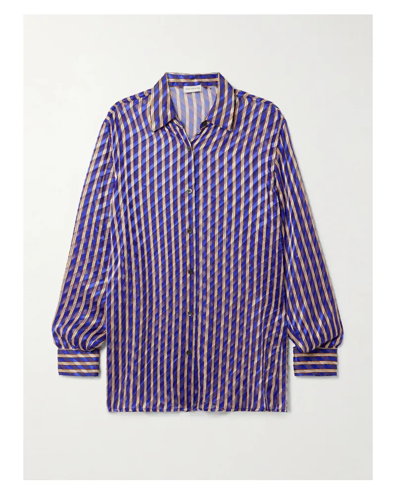 Dries van Noten Hemd Aus Gestreiftem Devoré-satin - Lila Lila