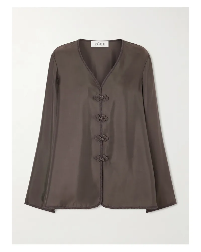 Róhe Mandarin Silk-satin Top - Brown Brown