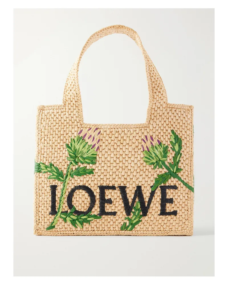 Loewe Paula's Ibiza Small Embroidered Raffia Tote - Neutrals Neutrals