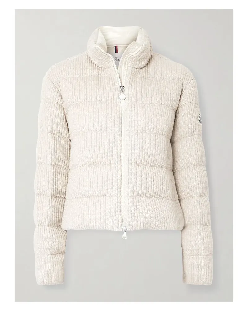 Moncler Thoiry Daunenjacke Aus Gerippter Metallic-baumwolle Mit Steppmuster - Weiß Weiß