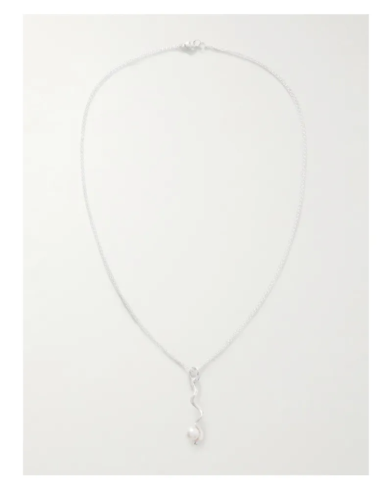 AGMES Teneille Recycled Sterling Silver Pearl Necklace Silver