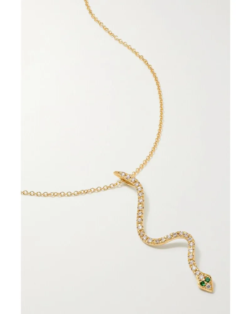 Ileana Makri Lucky Snake Kette Aus 18 Karat Gold Mit Diamanten Und Tsavoriten Gold