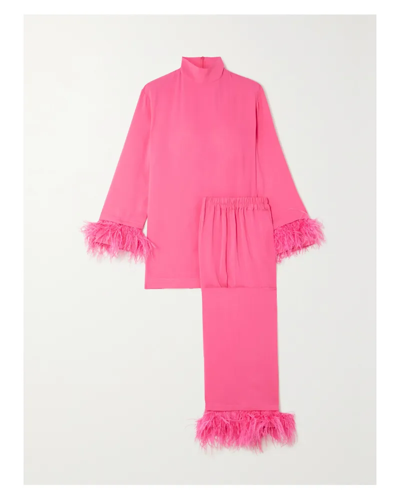 SLEEPER Pyjama Aus Twill Mit Federn - Pink Pink