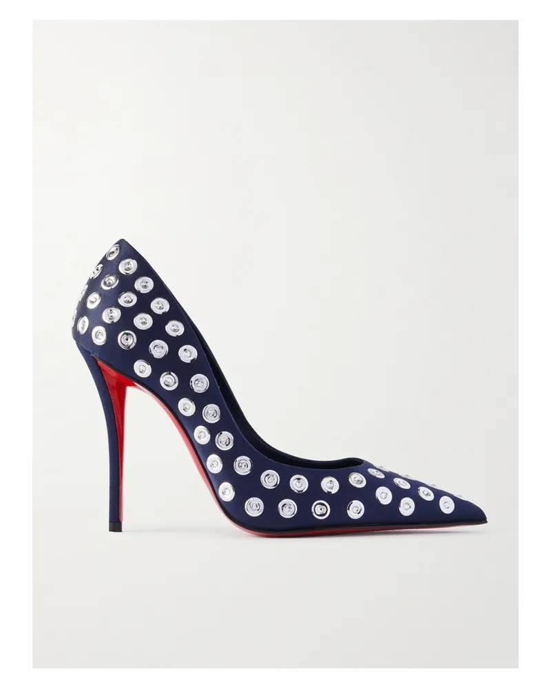 Christian Louboutin Miss Z Boum Boum 100 Pumps Aus Glänzendem Crêpe Mit Verzierungen - Blau Blau