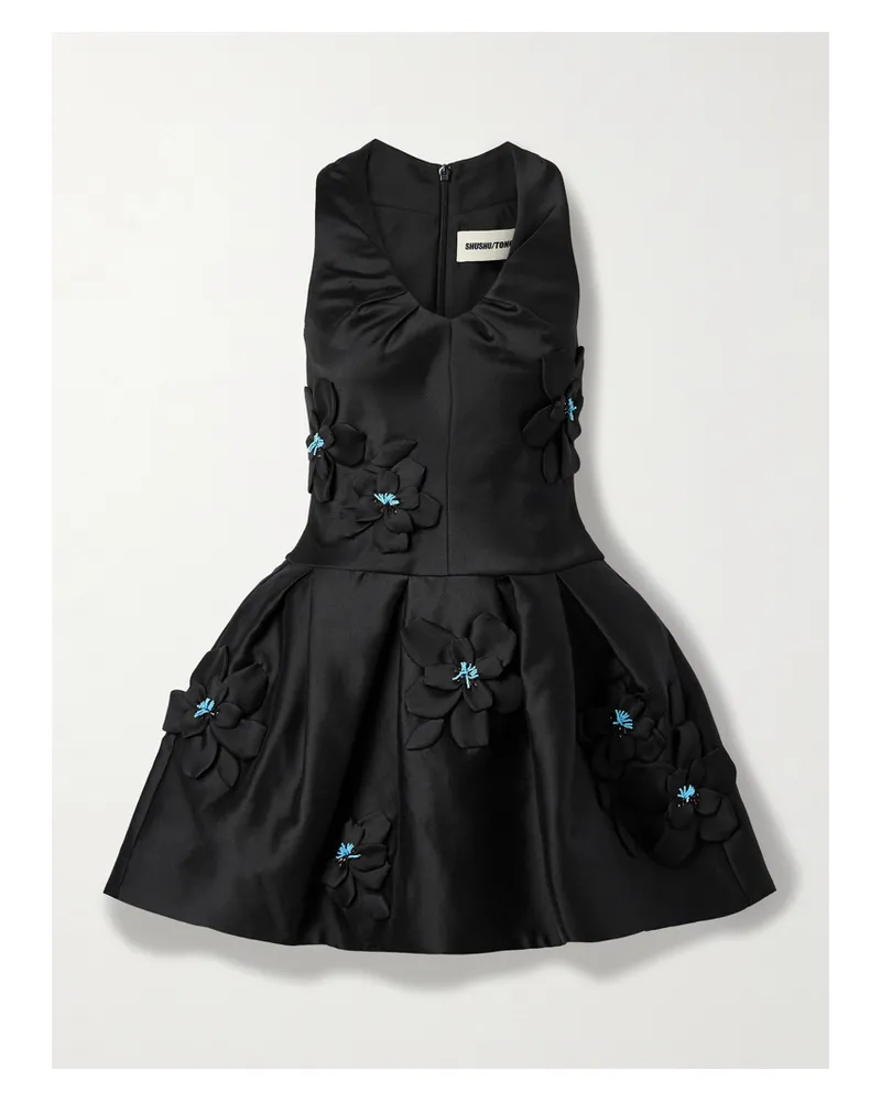 SHUSHU/TONG Minikleid Aus Duchesse-satin Mit Verzierungen Und Applikationen - Schwarz Schwarz