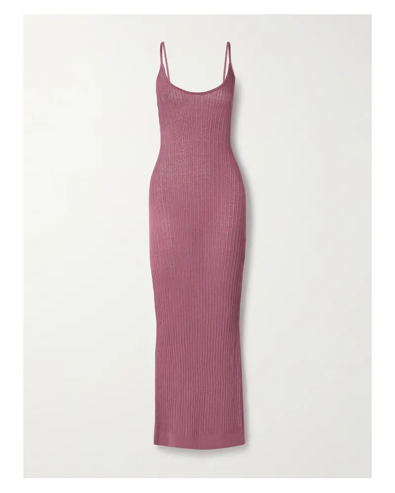 SKIMS Sheer Knit Long Cami Dress – Beet – Maxikleid - Lila Lila