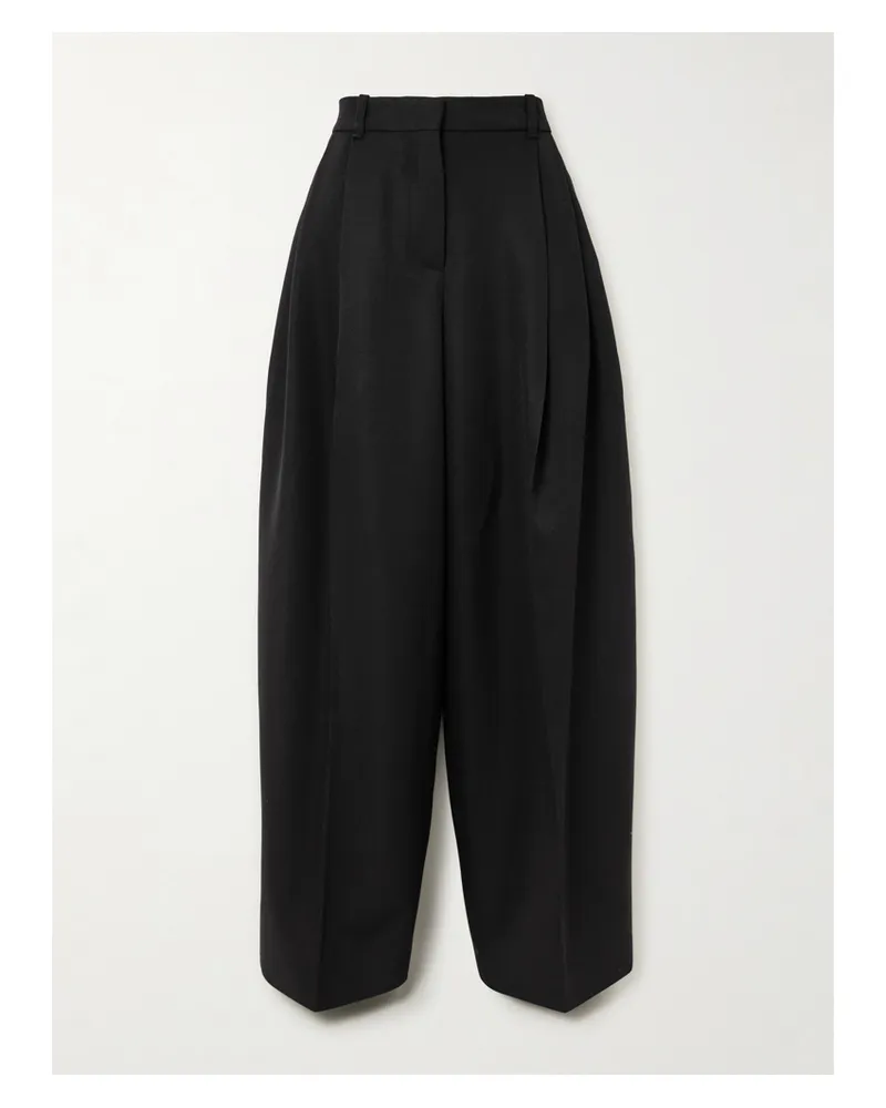 Jacquemus D'homme Hose Mit Weitem Bein Aus Wolle Mit Falten - Schwarz Schwarz