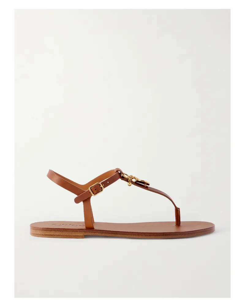Chloé Charms Sandalen Aus Leder Mit Verzierung - Braun Braun