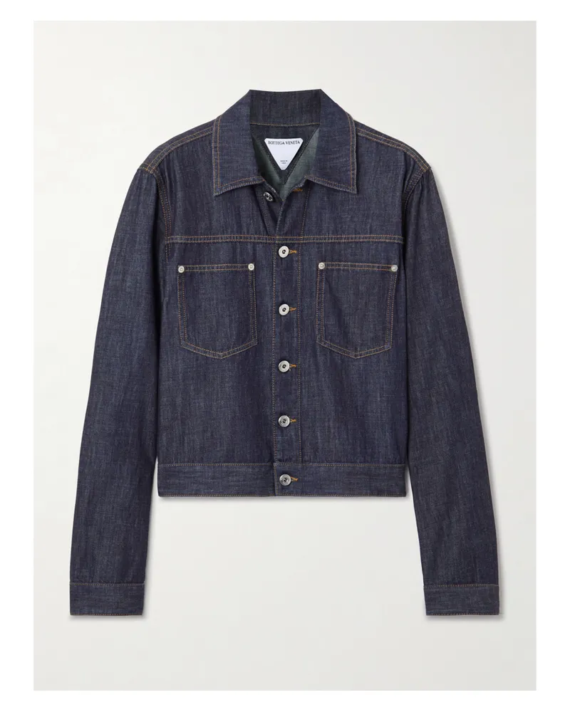 Bottega Veneta Intrecciato Suede-trimmed Denim Jacket - Blue Blue